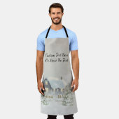 クリスマス素朴キャビン冬雪の森 エプロン (着用した状態)