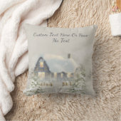 クリスマス素朴キャビン冬雪の森 クッション (ブランケット)