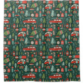 クリスマス素朴キャンプ シャワーカーテン (正面)