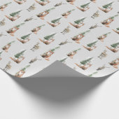 クリスマス素朴クラフトエレガントスノーウィー動物 ラッピングペーパー (角)