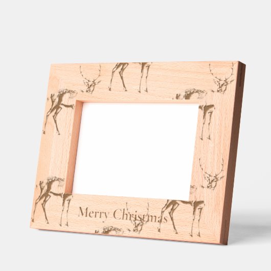 クリスマス素朴シカ動物 レーザー彫刻フレーム (左)