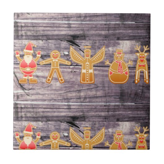 クリスマス素朴ジンジャーパンキャラクター タイル (正面)