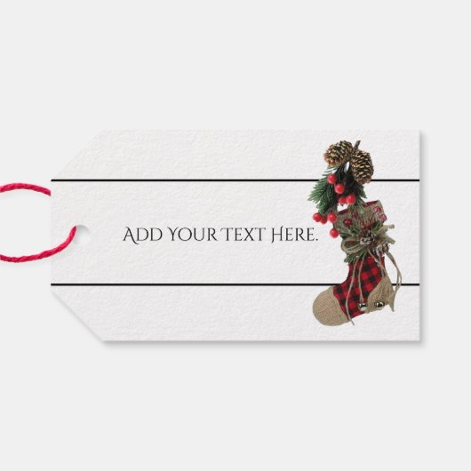 クリスマス素朴ストッキングギフトラベル ギフトタグ (裏面横)