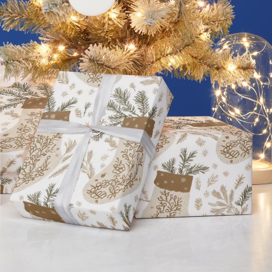 クリスマス素朴ストッキング ラッピングペーパー (クリスマス)
