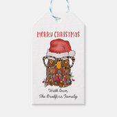 クリスマス素朴チキングラスサンタハット ギフトタグ (正面)