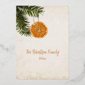 クリスマス素朴ツリー乾燥柑橘類フルーツスライス 箔シーズンカード (裏面)