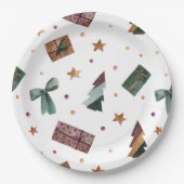 クリスマス素朴ツリー ペーパープレート (正面)