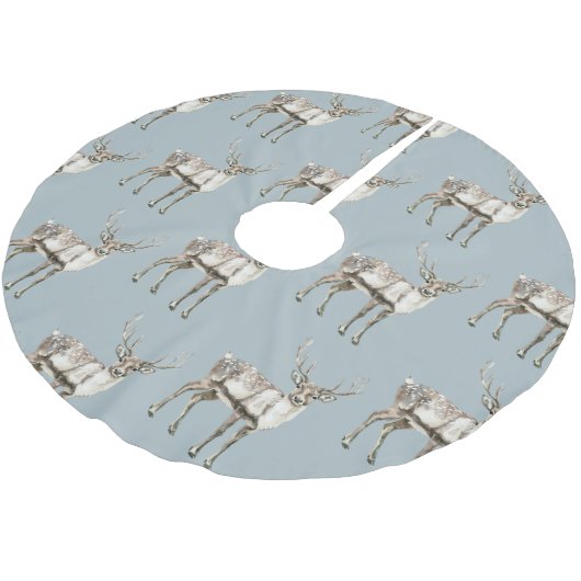 クリスマス素朴ディアパイングリーン ブラッシュドポリエステルツリースカート (アングル)