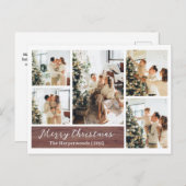 クリスマス素朴トナカイ家族の写真コラージュ シーズンポストカード (正面/裏面)