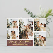 クリスマス素朴トナカイ家族の写真コラージュ 箔シーズンカード (立ち正面)