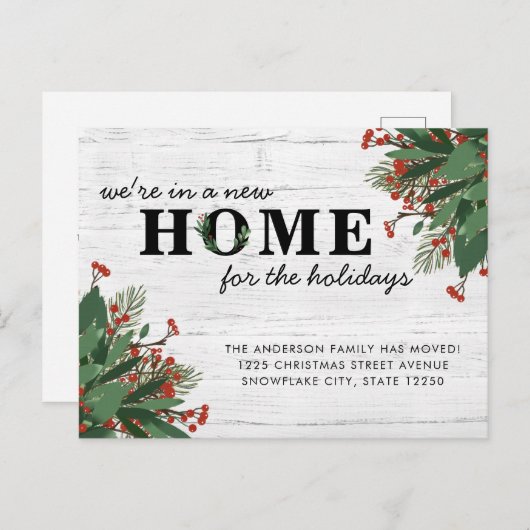 クリスマス素朴ニューホーム移動 案内ポストカード (正面/裏面)