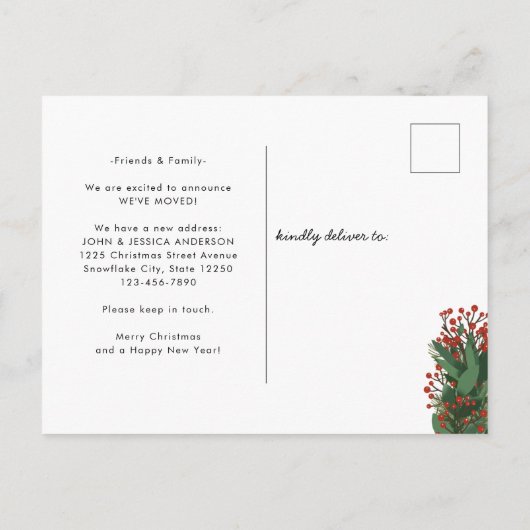 クリスマス素朴ニューホーム移動 案内ポストカード (裏面)
