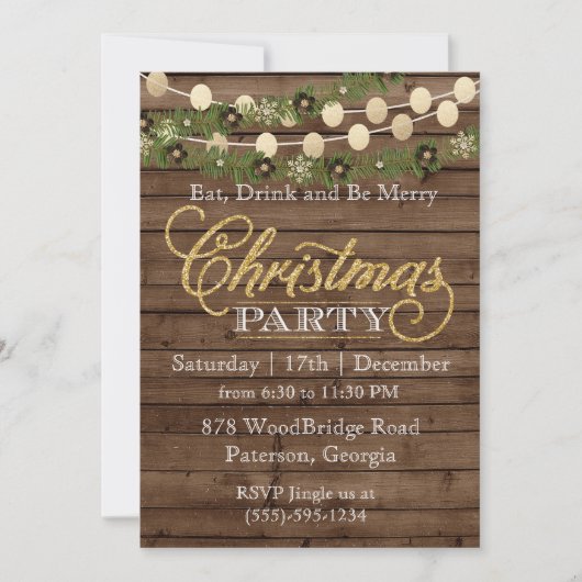 クリスマス素朴パーティの招待状 招待状 (正面)