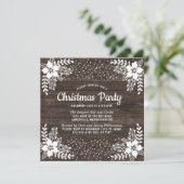 クリスマス素朴パーティーカントリーウッドスノーフローラ 招待状 (スタンド正面)