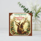 クリスマス素朴パーティートナカイ木目 招待状 (スタンド正面)