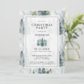 クリスマス素朴パーティーパインツリーズ深いグリーン 招待状 (スタンド正面)