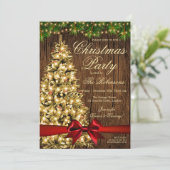 クリスマス素朴パーティー | クリスマスツリーライト&リボン 招待状 (スタンド正面)