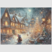 クリスマス素朴ビレッジデコッページのホリデーマウス 薄葉紙 (正面)