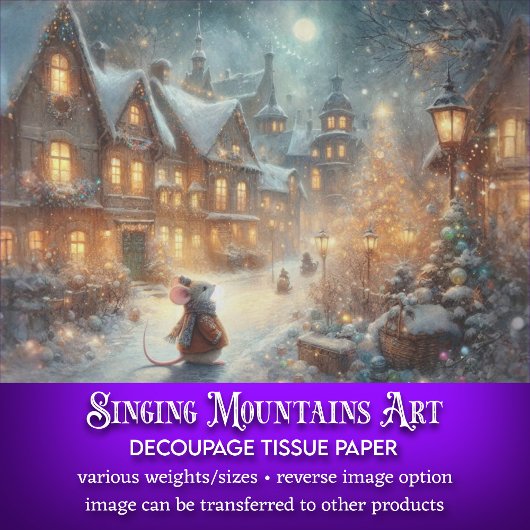 クリスマス素朴ビレッジデコッページのホリデーマウス 薄葉紙
