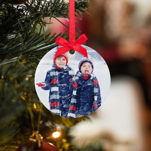 クリスマス素朴フォトレッドトラックホリデーカスタム セラミックオーナメント