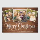クリスマス素朴ブラウン木材3 PHOTO磁気カード (正面)