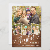 クリスマス素朴ブラウンBoho Wood 7 PHOTO Greeting シーズンカード (正面)