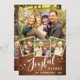 クリスマス素朴ブラウンBoho Wood 7 PHOTO Greeting シーズンカード