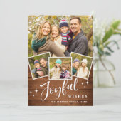 クリスマス素朴ブラウンBoho Wood 7 PHOTO Greeting シーズンカード (スタンド正面)