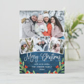 クリスマス素朴ブルーウッド4 PHOTO Greeting Holida シーズンカード (スタンド正面)