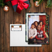 クリスマス素朴ブルーレッドプレイド金ゴールドベルアドレス ラベル