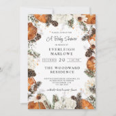 クリスマス素朴ホリデーベビーシャワーシトラスパイン 招待状 (正面)