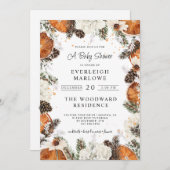 クリスマス素朴ホリデーベビーシャワーシトラスパイン 招待状 (正面/裏面)