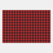 クリスマス素朴ホリデーランバージャックレッドバッファロープレイド ラッピングペーパーシート (正面3)