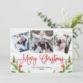 クリスマス素朴ホワイトウッド3 PHOTO Greeting シーズンカード (スタンド正面)