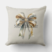 クリスマス素朴ホワイトグリーン金ゴールドボウ クッション (正面)