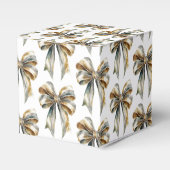 クリスマス素朴ホワイトグリーン金ゴールドボウ フェイバーボックス (正面サイド)