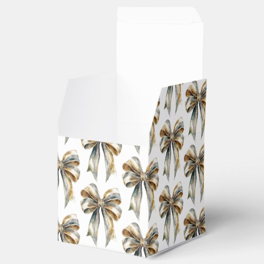 クリスマス素朴ホワイトグリーン金ゴールドボウ フェイバーボックス (オープン)