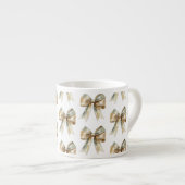 クリスマス素朴ホワイトグリーン金ゴールド弓 エスプレッソカップ (正面右)