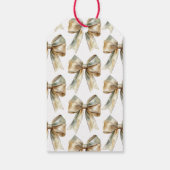 クリスマス素朴ホワイトグリーン金ゴールド弓 ギフトタグ (裏面)