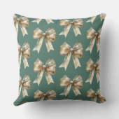 クリスマス素朴ホワイトグリーン金ゴールド弓 クッション (裏面)