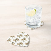 クリスマス素朴ホワイトグリーン金ゴールド弓 ペーパーコースター (インサイチュ)