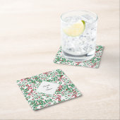 クリスマス素朴ミスタントウ水彩手絵を描形 スクエアペーパーコースター (インサイチュ)