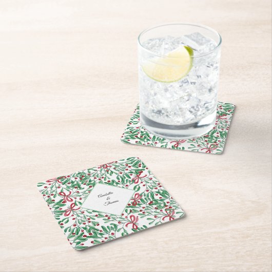クリスマス素朴ミスタントウ水彩手絵を描形 スクエアペーパーコースター (インサイチュ)