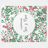 クリスマス素朴ミスタントウ水彩手絵を描形 フリースブランケット (正面(横))