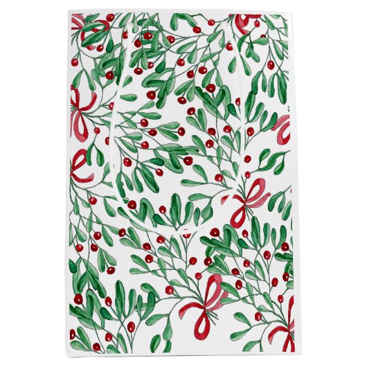 クリスマス素朴ミスタントウ水彩手絵を描形 ミディアムペーパーバッグ (正面)