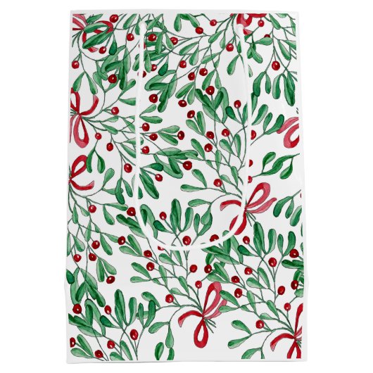 クリスマス素朴ミスタントウ水彩手絵を描形 ミディアムペーパーバッグ (裏面)