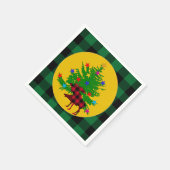 クリスマス素朴ムース、木、緑のバッファローのプレイド スタンダードカクテルナプキン (角)