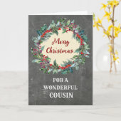 クリスマス素朴リースいとこのメリークリスマス カード (黄色い花)