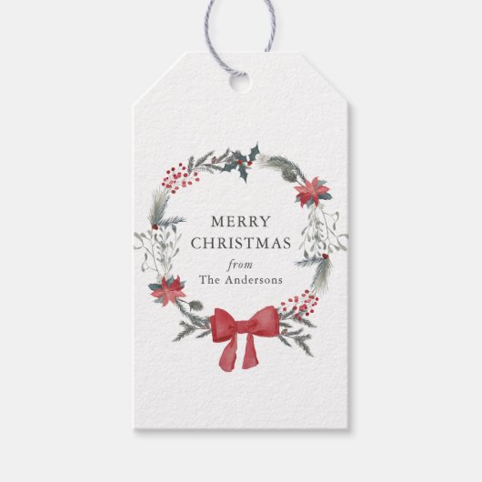 クリスマス素朴リースホリデイ ギフトタグ (正面)