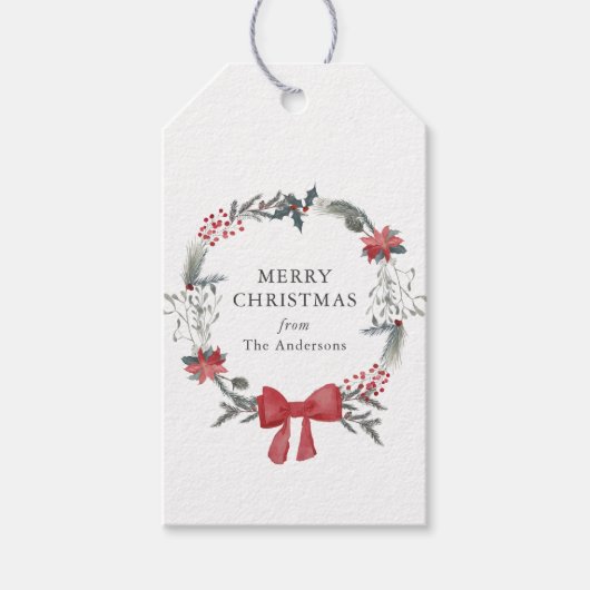 クリスマス素朴リースホリデイ ギフトタグ (正面)